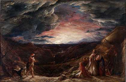 诺亚，洪水的前夜`Noah, The Eve of the Deluge (1848) by John Linnell