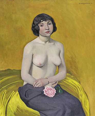 戴玫瑰的女人`Woman with a Rose by Felix Vallotton