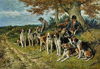 新森林猎犬`The Newforest Buckhounds by John Emms