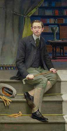 一位爱德华时代年轻人的肖像`Portrait of a Young Edwardian Man by Chabannes la Palice