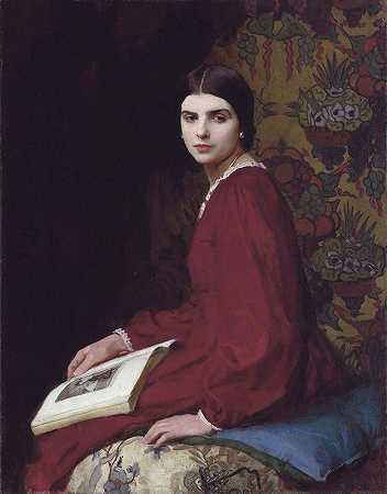 贝蒂·麦肯肖像`Portrait Of Betty Mccann (1927) by George Spencer Watson