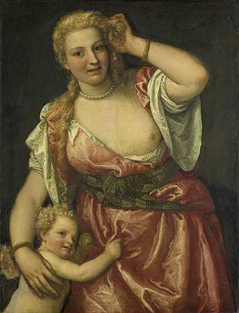 维纳斯与丘比特`Venus and Cupid (1575 ~ 1590) by Workshop of Paolo Veronese