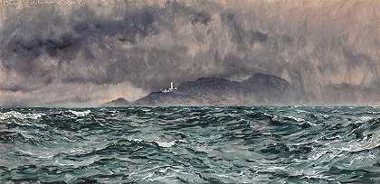 起航灯塔外的狂风`Heavy Squall off the Start Lighthouse by John Brett