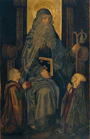 圣安东尼修道院院长和捐赠者`Saint Anthony the Abbot and Donors (from 1480 until 1495) by Martín Bernat