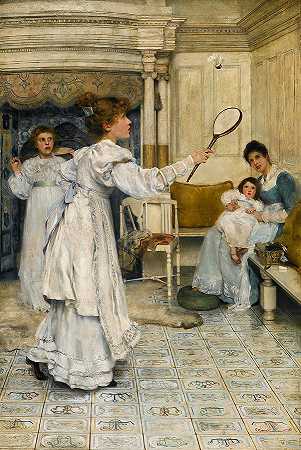羽毛球和羽毛球`Battledore and Shuttlecock by Louis Alma-Tadema