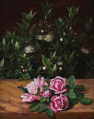 玫瑰和桃金娘`Roses and Myrtles by O D Otterson