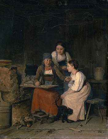 在算命师那里s`At The Fortune Tellers (1844) by Edouard Girardet