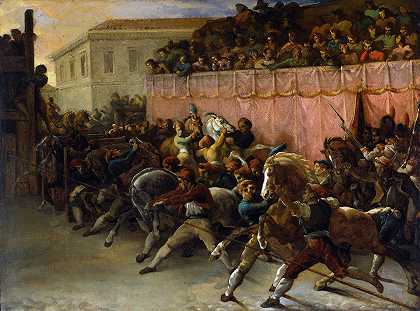 罗马无骑手赛`Riderless Racers at Rome (1817) by Théodore Géricault