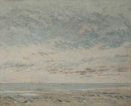 特鲁维尔低潮`Low Tide at Trouville by Gustave Courbet