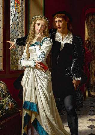 哈姆雷特和奥菲莉亚`Hamlet and Ophelia by Hugues Merle