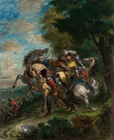 魏斯林根被捕`Weislingen Captured by Götz’s Men (1853) by Götz’s Men by Eugène Delacroix