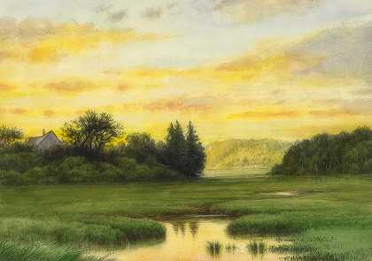 从西河看西岩`West Rock see from West River by George Edward Candee