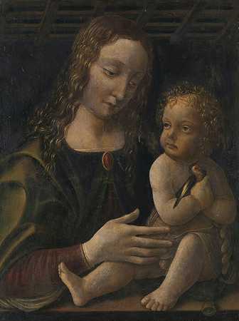 女子和孩子`Virgin and Child (1490 ~ 1510) by Francesco Napoletano