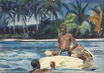 西印度群岛杂项`West Indie Divers by Winslow Homer