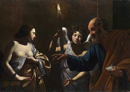 圣彼得拜访监狱中的圣阿加莎`Saint Peter Visiting Saint Agatha In Prison (C.1624) by Simon Vouet