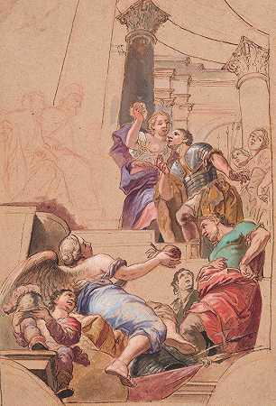 一对统治者夫妇在观众中获胜`En Sejrende Feltherre I Audiens Hos Et Herskerpar (1624 – 1714) by Carlo Maratti