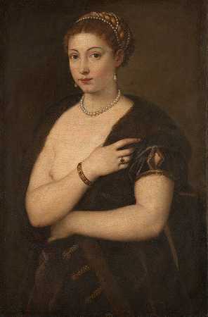 穿毛皮衣服的女孩`Girl in a Fur by Titian
