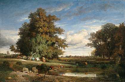 沼泽`The Marsh (1840) by Constant Troyon