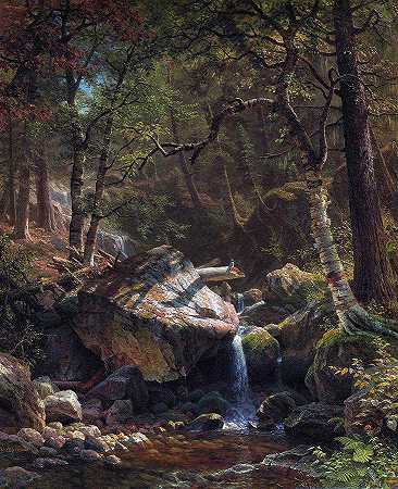 山溪`Mountain Brook by Albert Bierstadt