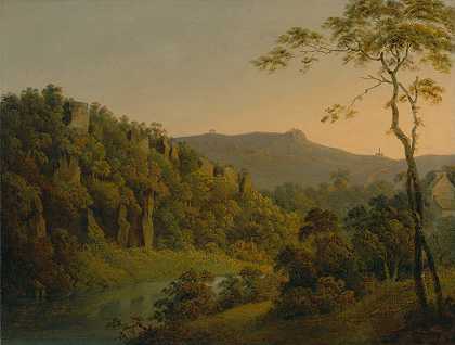 马特洛克戴尔，望向黑岩峭壁`Matlock Dale, looking toward Black Rock Escarpment by Joseph Wright of Derby