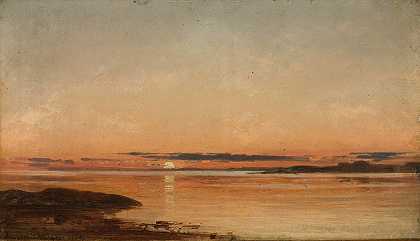 弗雷德里克斯塔德日落`Solnedgang ved Fredrikstad (1886) by Amaldus Nielsen