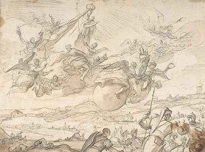 圣母玛利亚在马德里被围困期间进行了干预`The Virgin Intervening during a Siege of Madrid (ca. 1699) by Luca Giordano