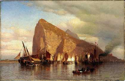 直布罗陀清除风暴`Clearing Storm at Gibraltar (ca. 1860) by Samuel Colman