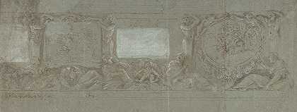用亚伯拉罕的牺牲和飞往埃及的航班设计墙壁装饰`Design for a Wall Decoration with the Sacrifice of Abraham and the Flight into Egypt (1582–1647) by Giovanni Lanfranco