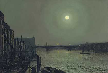 布莱克修士的南华桥`Southwark Bridge from Blackfriars (1882) by John Atkinson Grimshaw