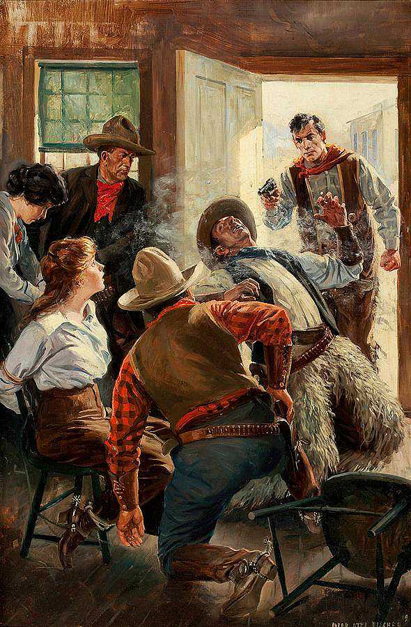 酒吧枪战`Saloon Shootout by Anton Otto Fischer