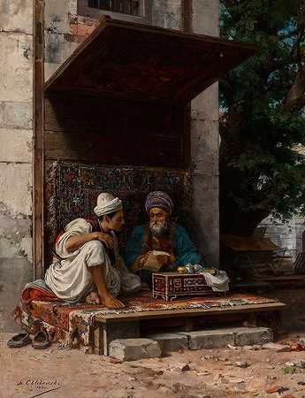 君士坦丁堡的公共作家`Un écrivain public á Constantinople (1880) by Stanisław von Chlebowski