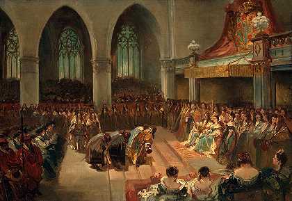 威廉三世和玛丽·斯图尔特的加冕礼`The Coronation of William III and Mary Stuart by Charles Rochussen