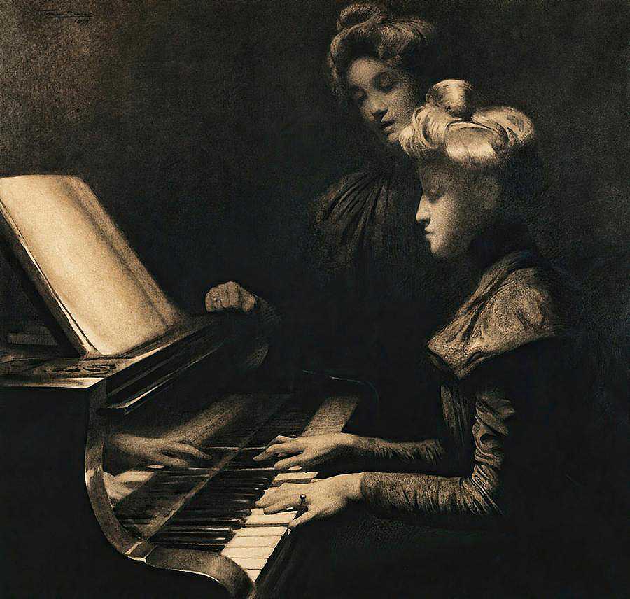 钢琴课`The Piano Lesson by Firmin Baes