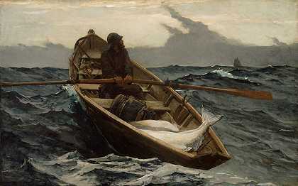 雾警报`The Fog Warning (1885) by Winslow Homer