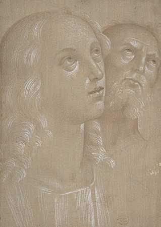 两位圣人的头像`Heads of Two Saints (1495–1510) by After Perugino