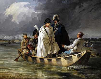 拿破仑在阿斯彭战役中战败后离开洛博`Napoleon Leaving the Lobau after Defeat at the Battle of Aspern by Anton Ritter von Perger