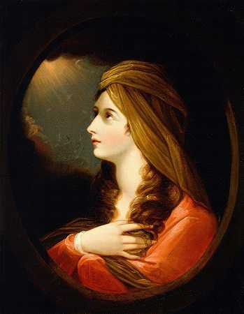 一位女士的肖像`Portrait of a Lady (late 18th century) by Benjamin West