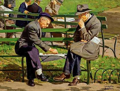 公园里的跳棋`Checkers in the Park by Worth Brehm