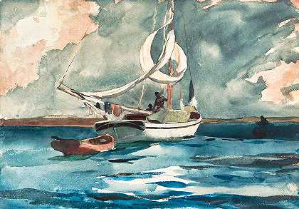 斯洛普，拿骚`Sloop, Nassau by Winslow Homer