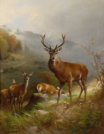 鹿`Rotwild (1888) by Anton Schmitz