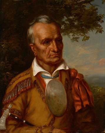 红色夹克，塞内卡酋长（Sagoyewatha）`Red Jacket, Seneca Chief (Sagoyewatha) (ca. 1825–30) by Charles Bird King