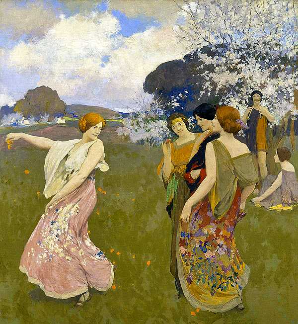 春舞`Spring Dance by Arthur F Mathews