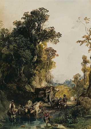 木车`The Timber Waggon (1832) by Camille-Joseph-Etienne Roqueplan