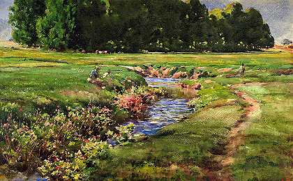 潺潺小溪`The Babbling Brook by William Henry Holmes