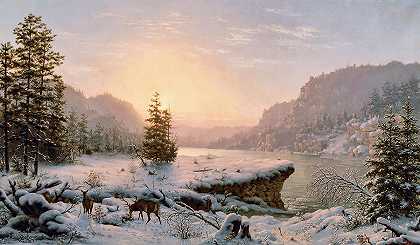 冬季景观`Winter Landscape by Mortimer L Smith
