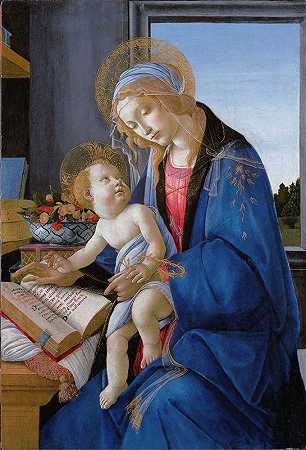 圣母与孩子（书中的圣母）`The Virgin and Child (The Madonna of the Book) (1480) by Sandro Botticelli
