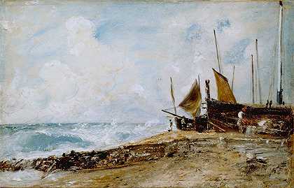布莱顿附近的海岸景色`Coast Scene Near Brighton (1824~1828) by John Constable