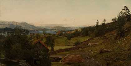 晚上好，斯托德`Aften, Stord (1890) by Amaldus Nielsen