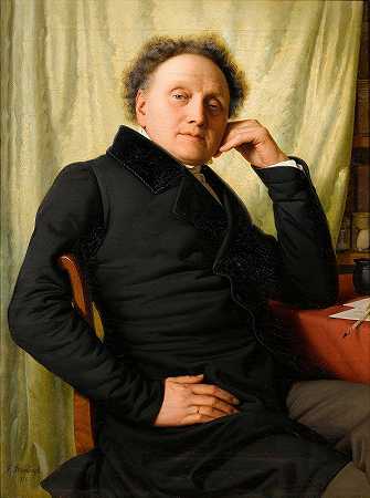 肖像画家弗兰兹·沙弗`Portrait Soist Franz Xaver (1850) by Franz Ittenbach