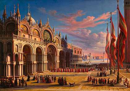 威尼斯圣马可广场`Piazza di San Marco, Venice by Carl Ludwig Rundt